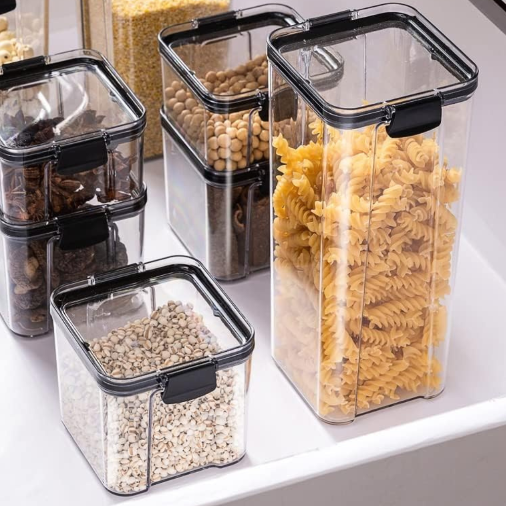 Food Storage Container, Capacity 460-1800ml, Airtight Seal, Plastic