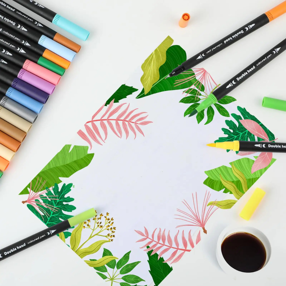 Комплект маркери на водна основа, двоен връх 0.4-2 мм, многоцветни