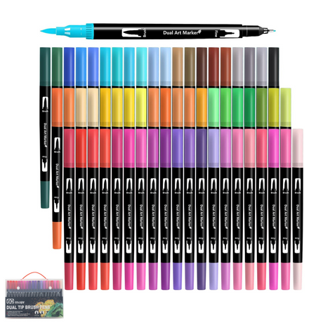 Комплект маркери на водна основа, двоен връх 0.4-2 мм, многоцветни