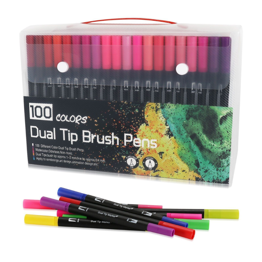 Комплект маркери на водна основа, двоен връх 0.4-2 мм, многоцветни