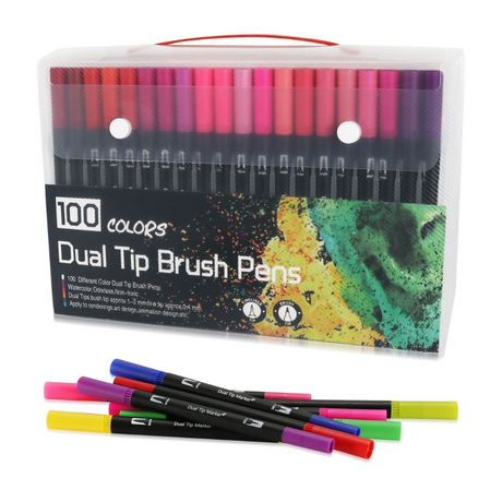 Комплект маркери на водна основа, двоен връх 0.4-2 мм, многоцветни