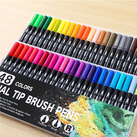 Комплект маркери на водна основа, двоен връх 0.4-2 мм, многоцветни