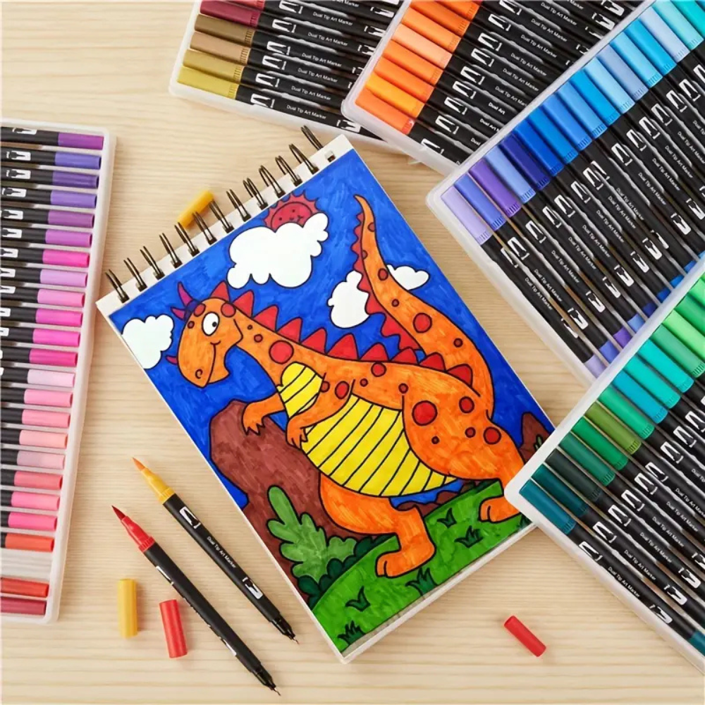 Комплект маркери на водна основа, двоен връх 0.4-2 мм, многоцветни