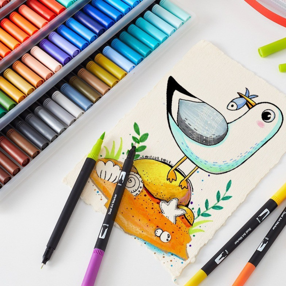 Комплект маркери на водна основа, двоен връх 0.4-2 мм, многоцветни