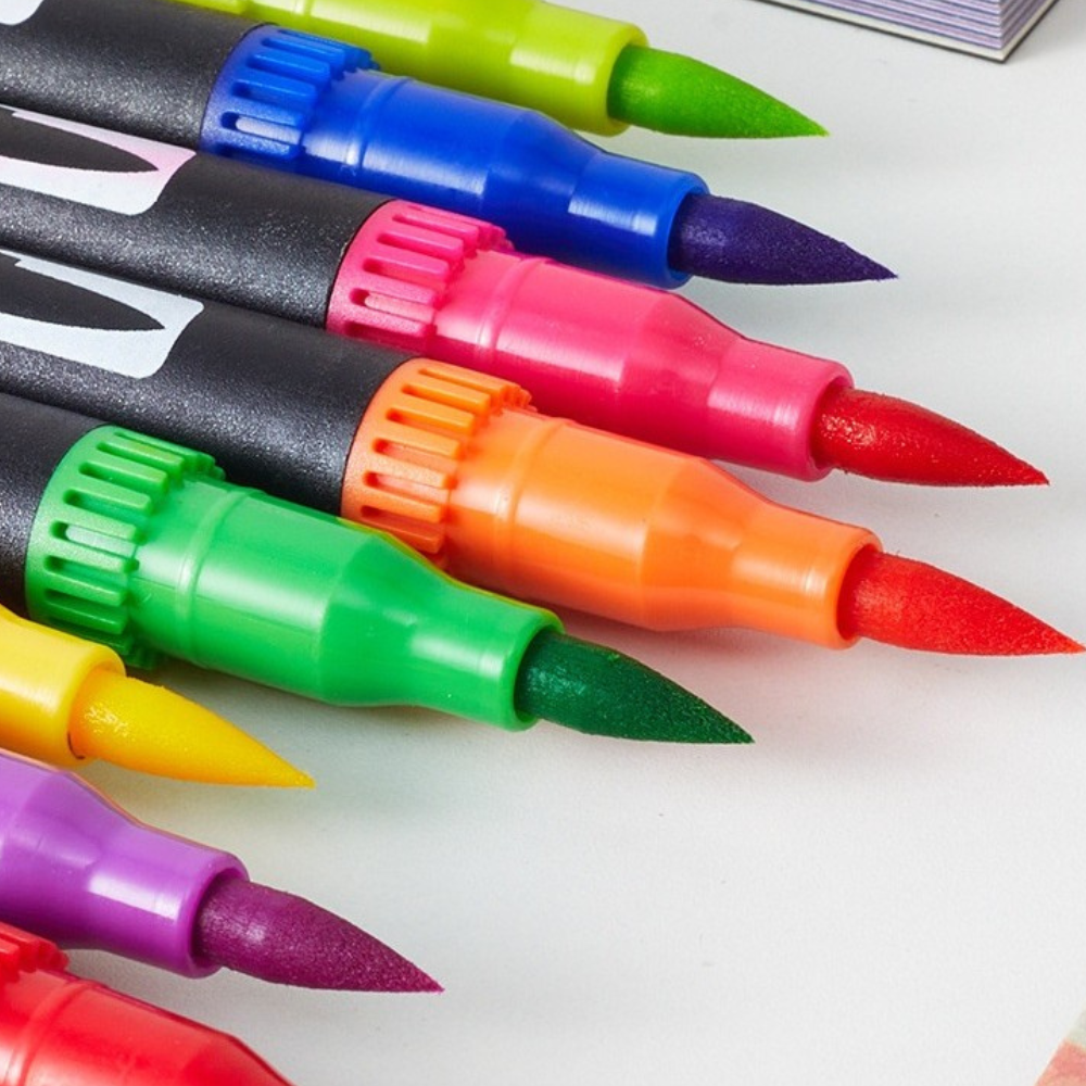 Комплект маркери на водна основа, двоен връх 0.4-2 мм, многоцветни