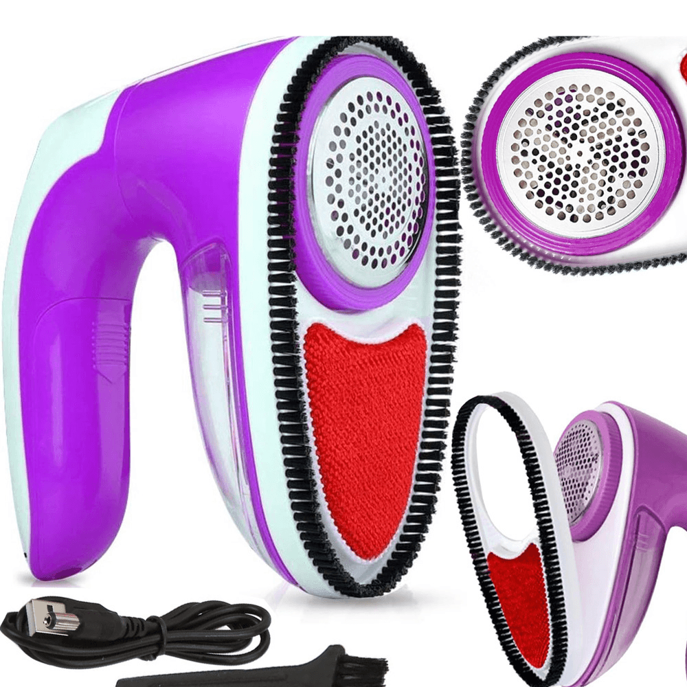 Lint Remover, 5W Power, Suitable for Clothes, Sofa, 6 Cutting Blades, USB Charging, Purple/Pink