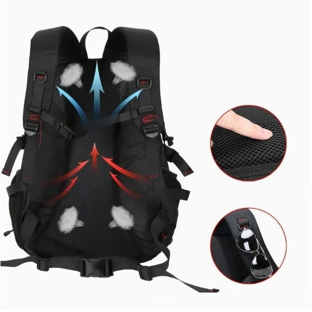 35-литрова раница за пътуване, с отделения, защита за лаптоп, странични джобове, водоустойчив материал