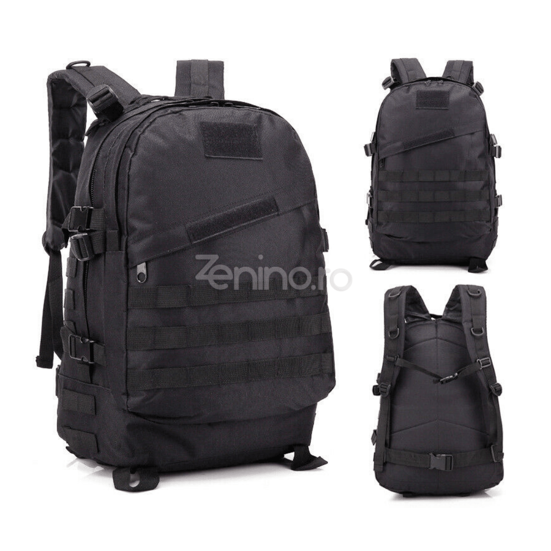 Military Tactical Backpack, 40L, Waterproof, 2 Compartments, Straps, PVC Coating, Roomy, 45x35x18cmBlack