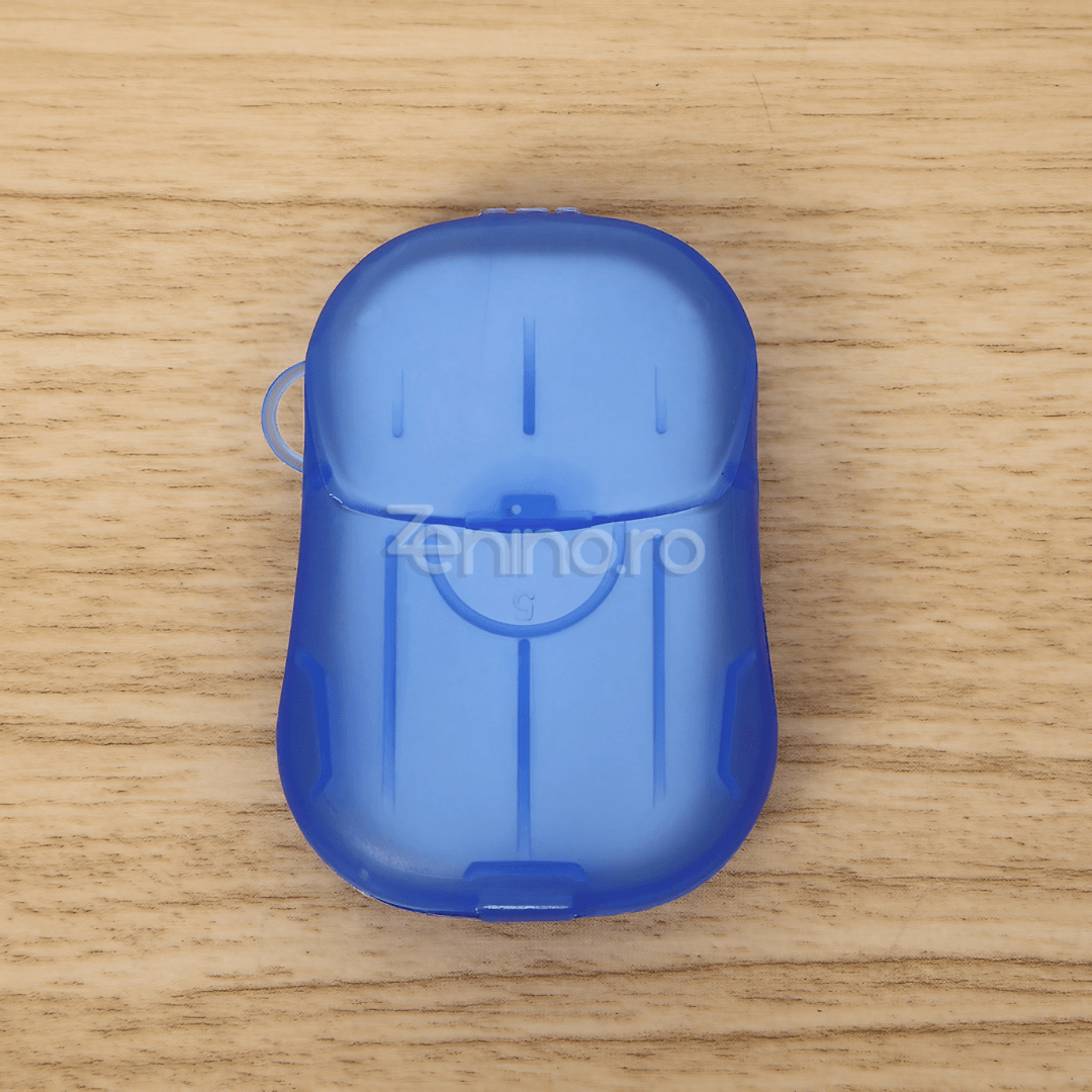 Set of 20 Soap Sheets, Mini Box Included, Single Use, Perfect for Travel, Biodegradable, Compact Size, 7x4.6cm