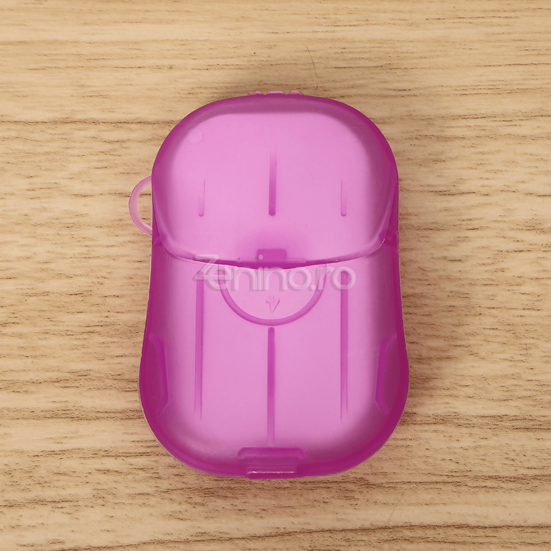 Set of 20 Soap Sheets, Mini Box Included, Single Use, Perfect for Travel, Biodegradable, Compact Size, 7x4.6cm