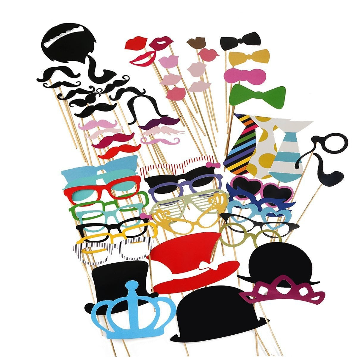 Set 60 Accesorii Petrecere, Ochelari, Palarii, Mustata, Colt de Poze