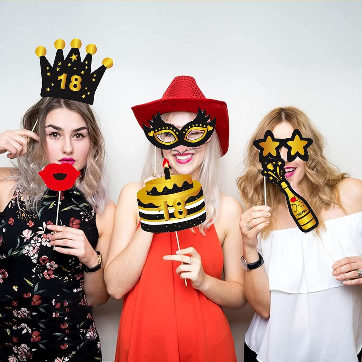 Set Accesorii Petrecere, Aniversare 18 Ani, Colt de Poze