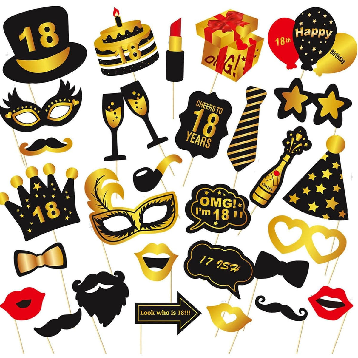 Set Accesorii Petrecere, Aniversare 18 Ani, Colt de Poze