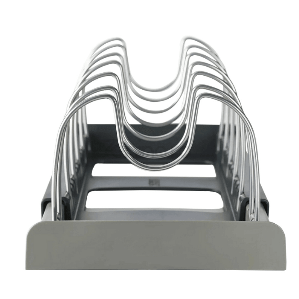 Kitchen Organization Rack, 6 Slots, for Lids, Pans, Adjustable Configuration, Easy to Clean, Gray