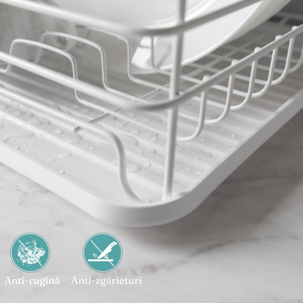 Stainless Steel Dish Dryer, Cutlery Holder, Draining Tray, 43x30.5x14cm