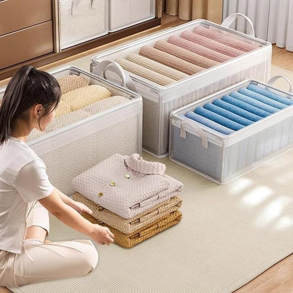 Clothes Storage Box, 26L, Foldable with Handles