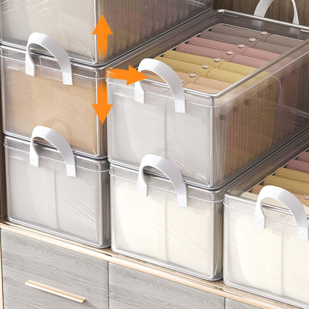 Clothes Storage Box, 26L, Foldable with Handles