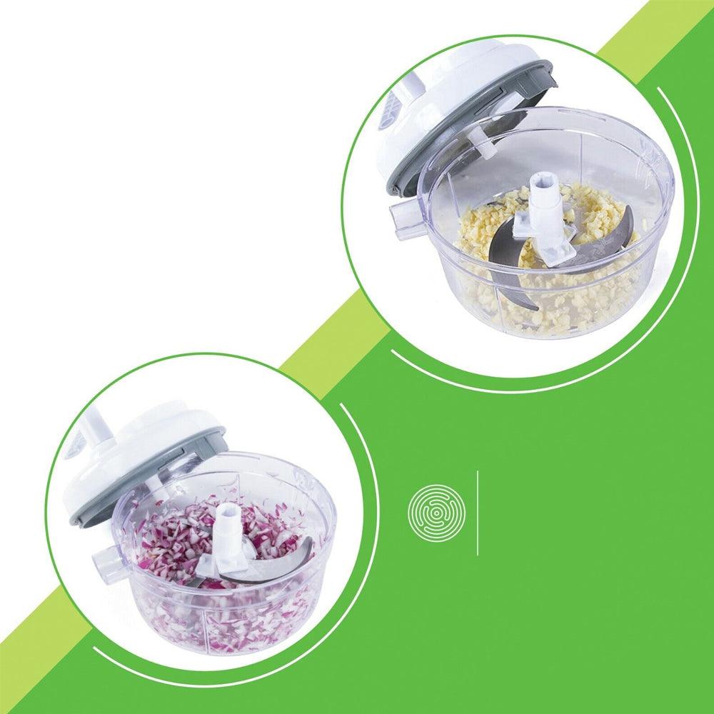 Multifunctional Salad Dryer, Manual Model, 3 Stainless Steel Blades, Vegetable Chopping, Composition Mixing, White