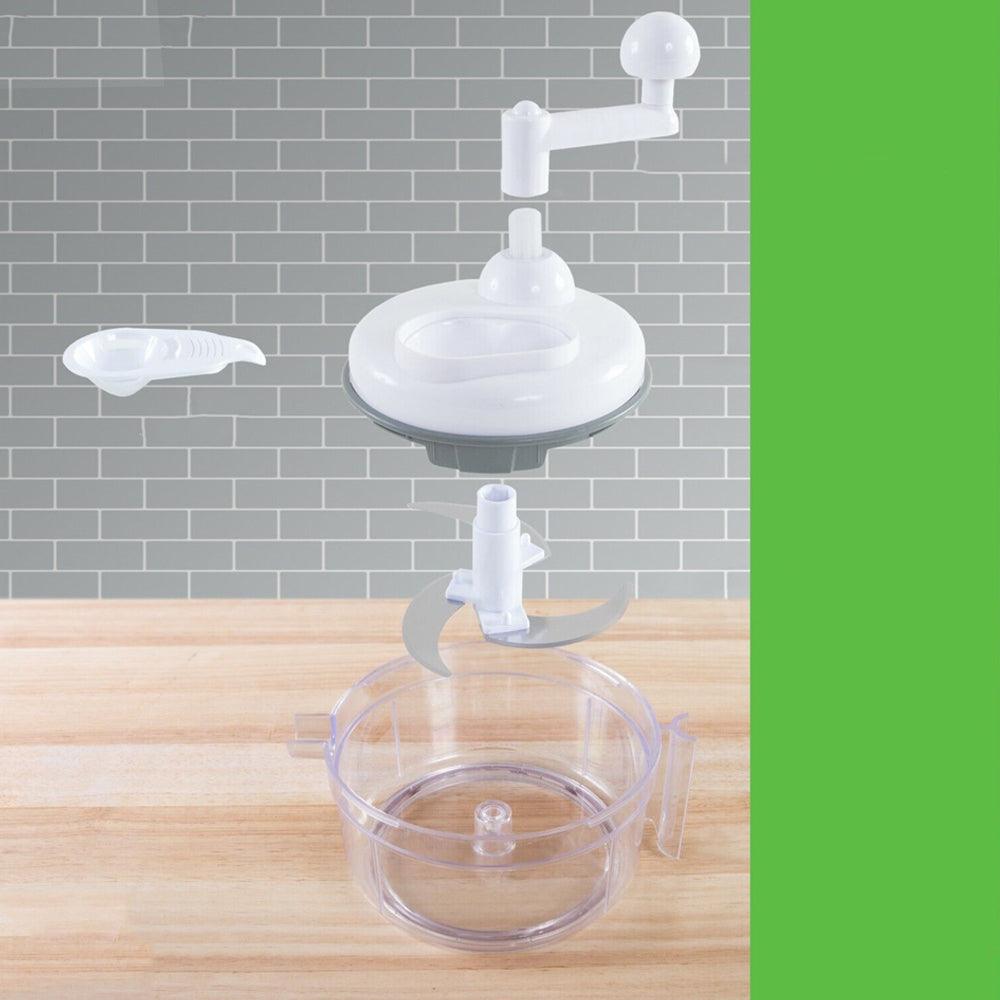 Multifunctional Salad Dryer, Manual Model, 3 Stainless Steel Blades, Vegetable Chopping, Composition Mixing, White