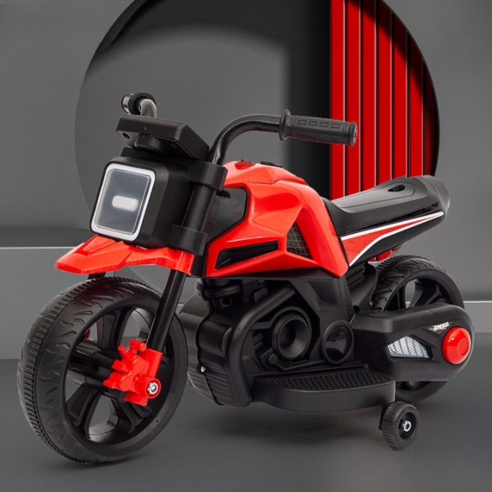 Motocicleta Electrica, Roti Ajutatoare, Functie Anti-Rasturnare, Lumini si Muzica, Motor 380W, Copii 3-7 Ani