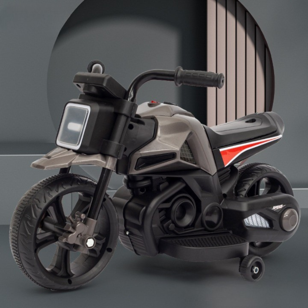 Motocicleta Electrica, Roti Ajutatoare, Functie Anti-Rasturnare, Lumini si Muzica, Motor 380W, Copii 3-7 Ani