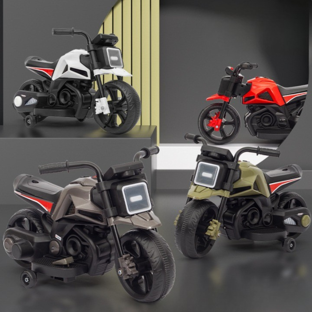Motocicleta Electrica, Roti Ajutatoare, Functie Anti-Rasturnare, Lumini si Muzica, Motor 380W, Copii 3-7 Ani