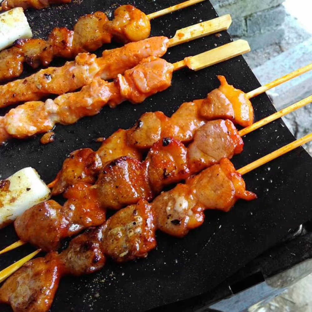 Non-Stick Grill Foil Set, Reusable, Heat Resistant, Teflon, 40x33cm, Black