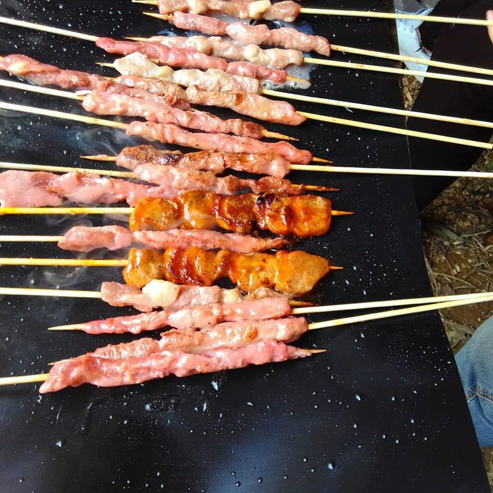 Non-Stick Grill Foil Set, Reusable, Heat Resistant, Teflon, 40x33cm, Black