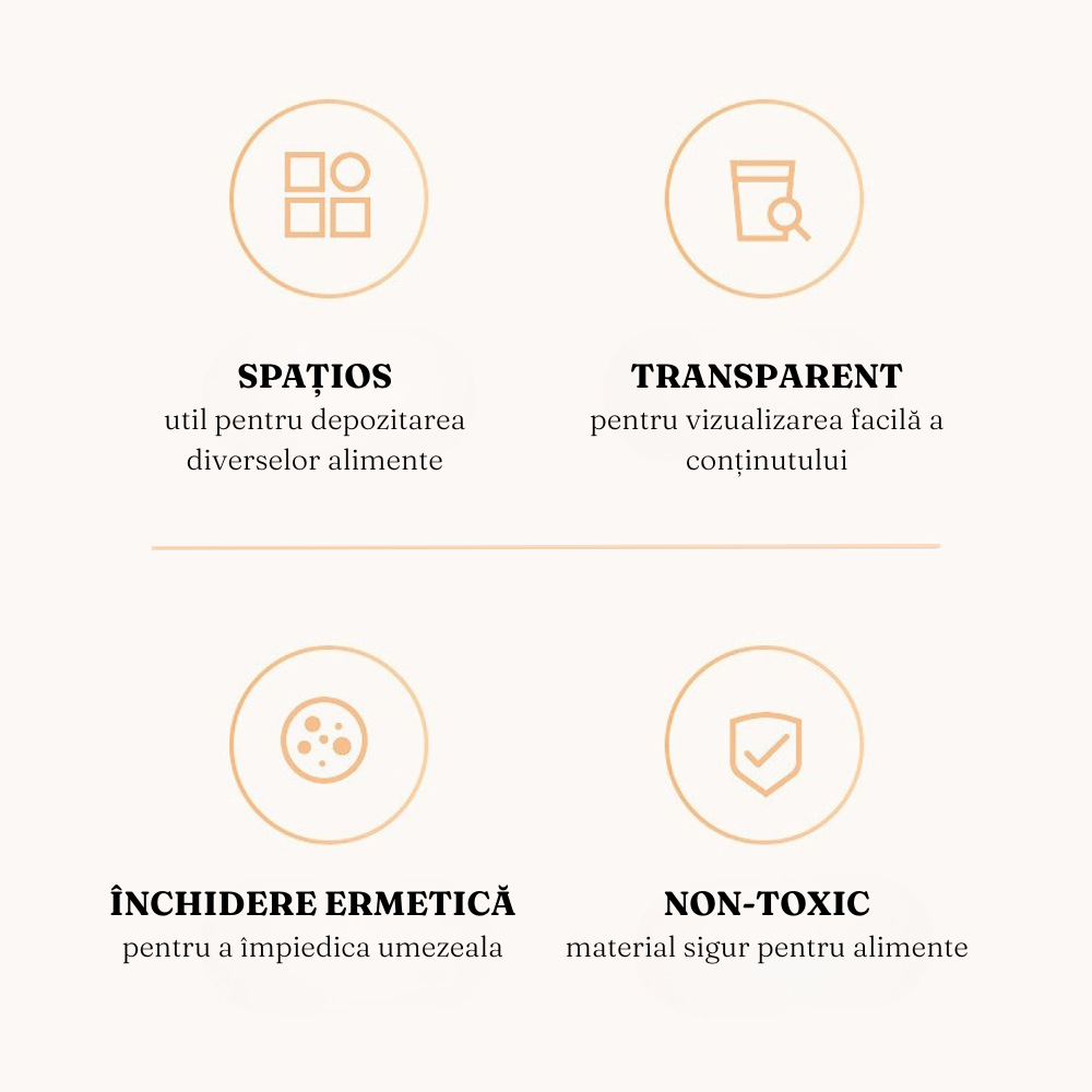 Комплект от 5 контейнера за съхранение на храна, стъкло, херметични капаци, изработени от бамбуково/акациево дърво