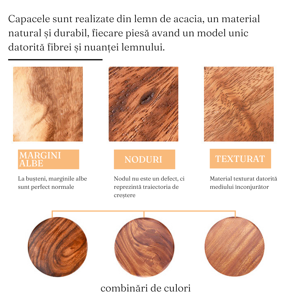 Комплект от 5 контейнера за съхранение на храна, стъкло, херметични капаци, изработени от бамбуково/акациево дърво