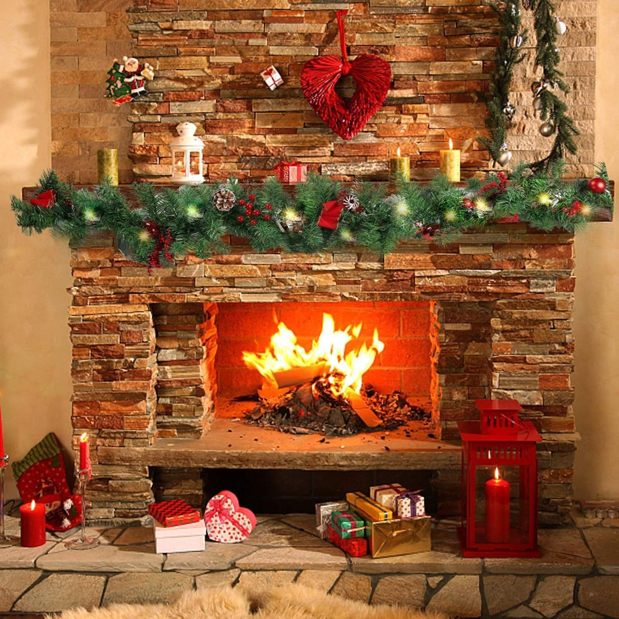 Ghirlanda de Craciun, Becuri LED, cu Decoratiuni, 180-270cm