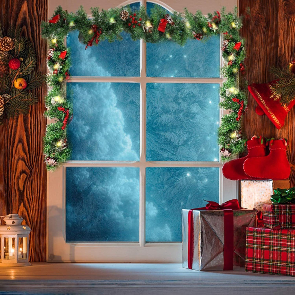 Ghirlanda de Craciun, Becuri LED, cu Decoratiuni, 180-270cm