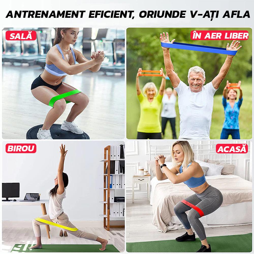 Set 5 Benzi Elastice Rezistenta, Diferite Niveluri de Dificultate, Fitness, Yoga, Sala, Multicolor