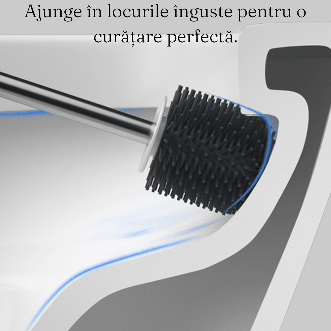 Hygiene Toilet Brush, Soft Silicone Bristles, Compact Design, Hygienic, Wall Mounted, 43 cm, White/Grey
