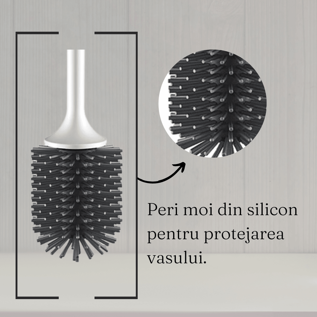 Hygiene Toilet Brush, Soft Silicone Bristles, Compact Design, Hygienic, Wall Mounted, 43 cm, White/Grey