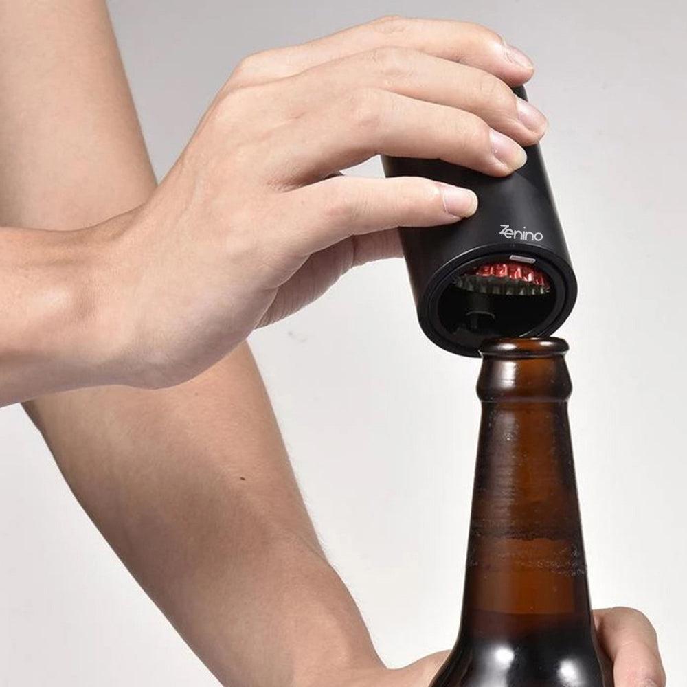 Automatic Cap Opener, Magnetic, Beer and Juice, Portable, 8x4.5cm, Black