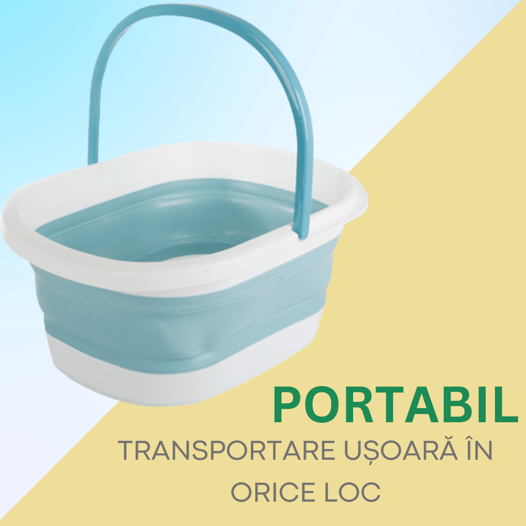 Вана за масаж на крака, сгъваем модел, преносим, поставка за телефон/чаша, силикон