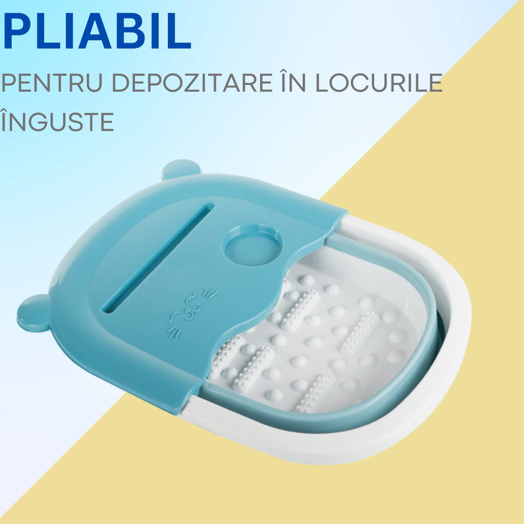 Вана за масаж на крака, сгъваем модел, преносим, поставка за телефон/чаша, силикон