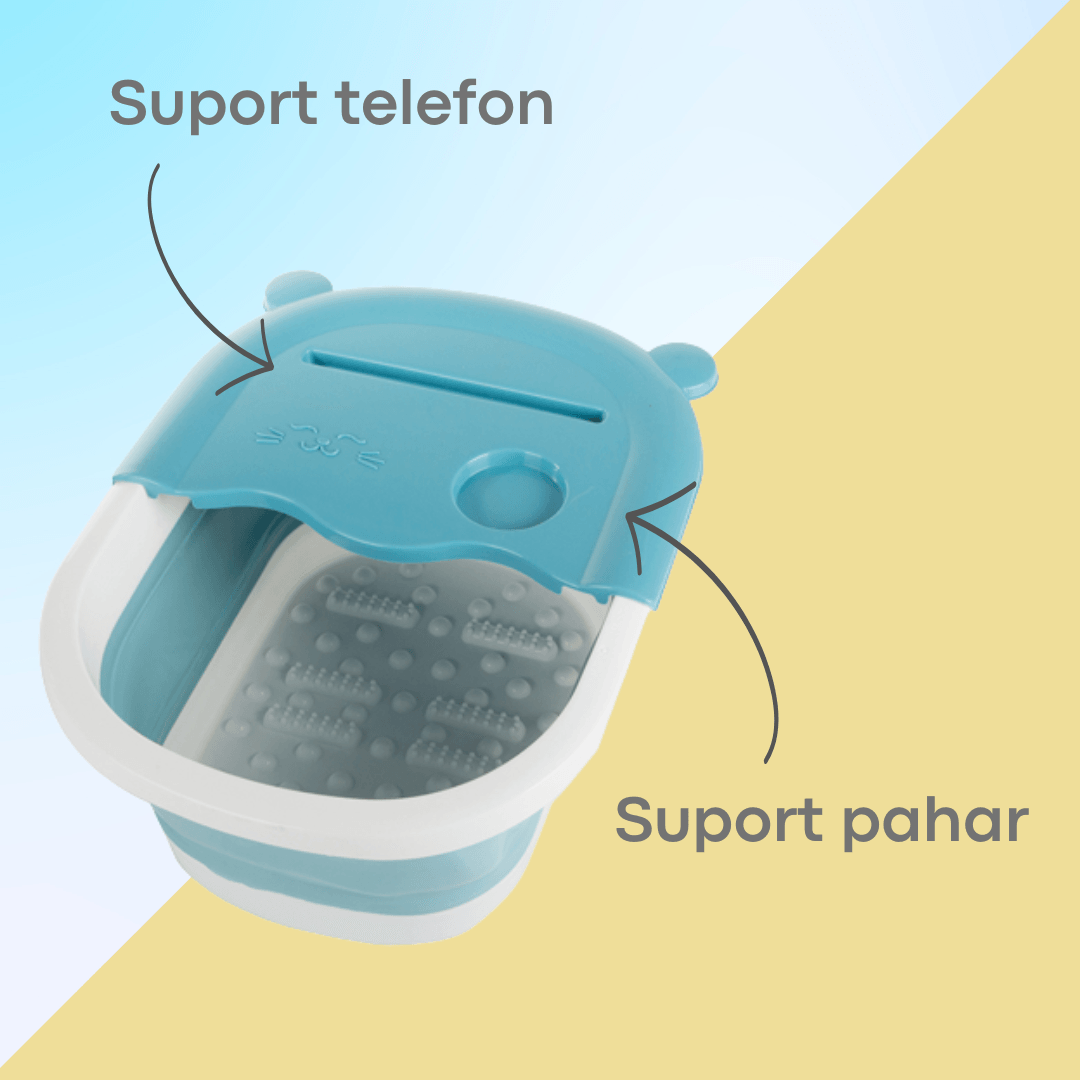 Вана за масаж на крака, сгъваем модел, преносим, поставка за телефон/чаша, силикон
