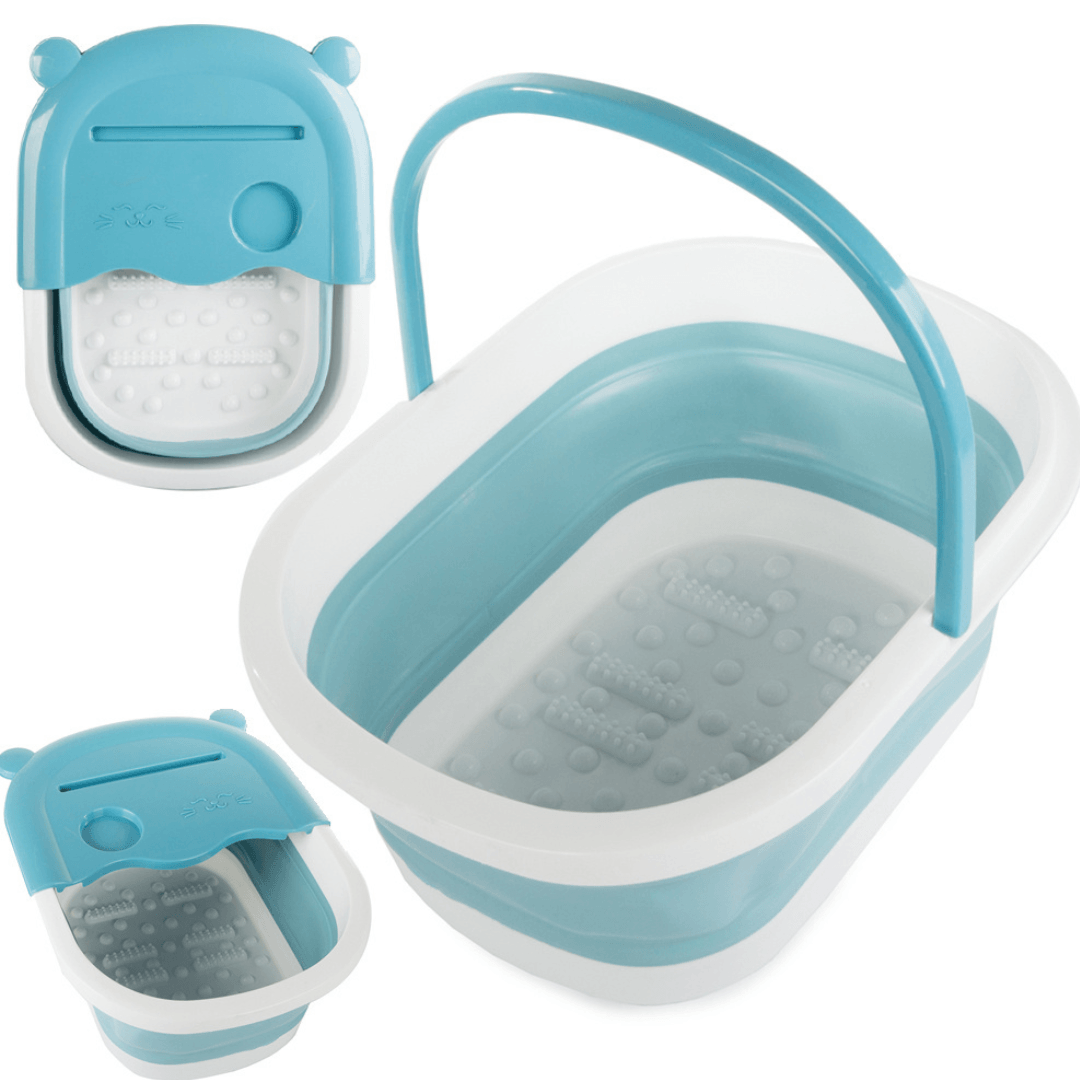 Вана за масаж на крака, сгъваем модел, преносим, поставка за телефон/чаша, силикон