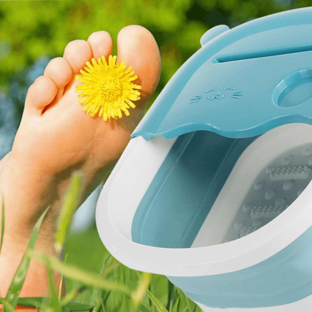 Вана за масаж на крака, сгъваем модел, преносим, поставка за телефон/чаша, силикон