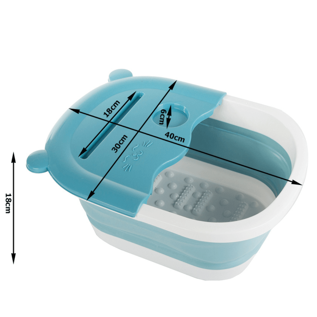 Вана за масаж на крака, сгъваем модел, преносим, поставка за телефон/чаша, силикон