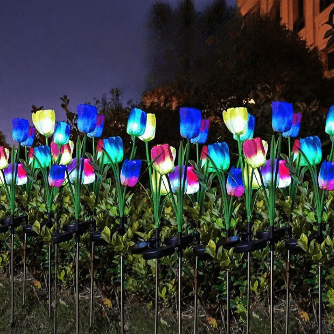 Lampa Solara Floare, Fixare in Sol, pentru Gradina, 400mAh, IP65