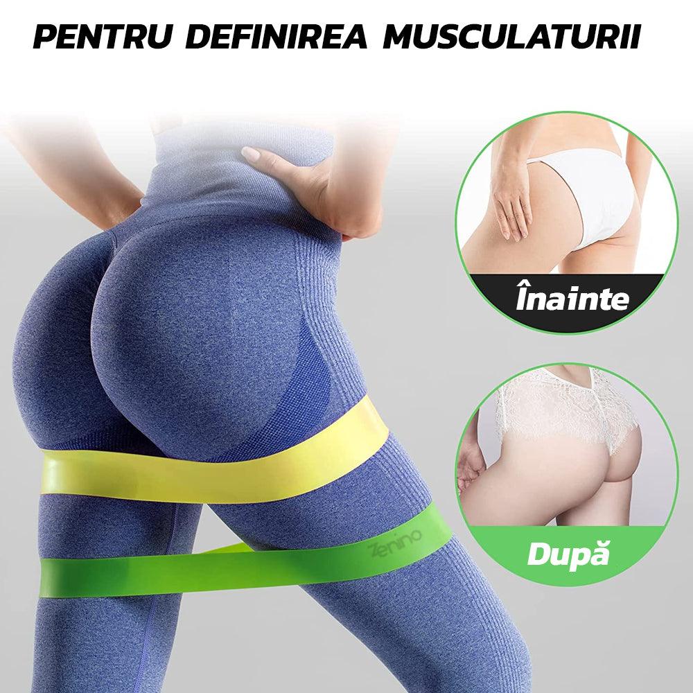 Set 5 Benzi Elastice Rezistenta, Diferite Niveluri de Dificultate, Fitness, Yoga, Sala, Multicolor