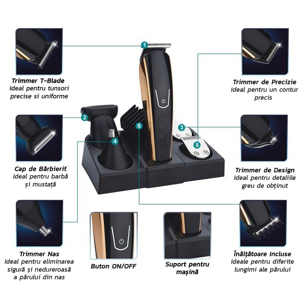 Aparat de Tuns 8in1, Trimmer, Ras, Accesorii, Capete Interschimbabile