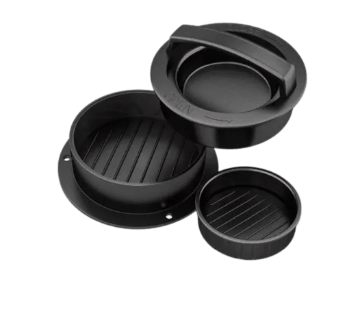 3in1 Hamburger Press, Non-Stick, Easy to Clean, Simple to Use, Diameter 16.5 cm, Black
