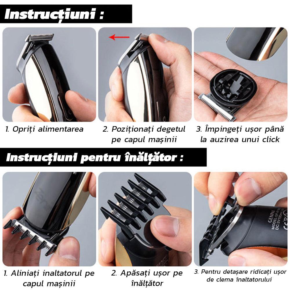 Aparat de Tuns 8in1, Trimmer, Ras, Accesorii, Capete Interschimbabile