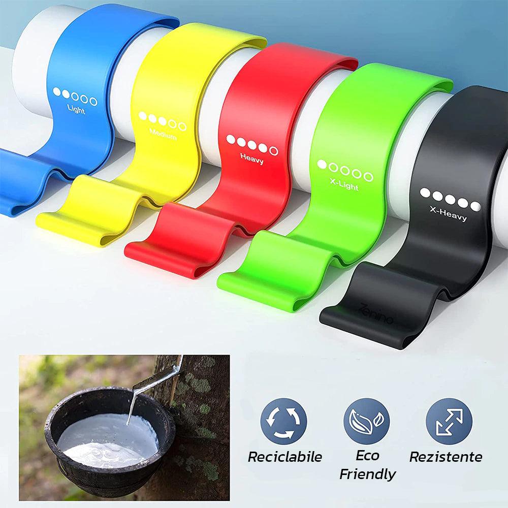 Set 5 Benzi Elastice Rezistenta, Diferite Niveluri de Dificultate, Fitness, Yoga, Sala, Multicolor
