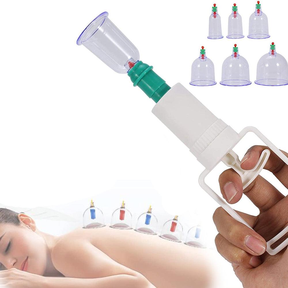 Set of 12 Massage Cupping Cups, Vacuum Pump, Anti-Cellulite, Therapy, Relaxation, White