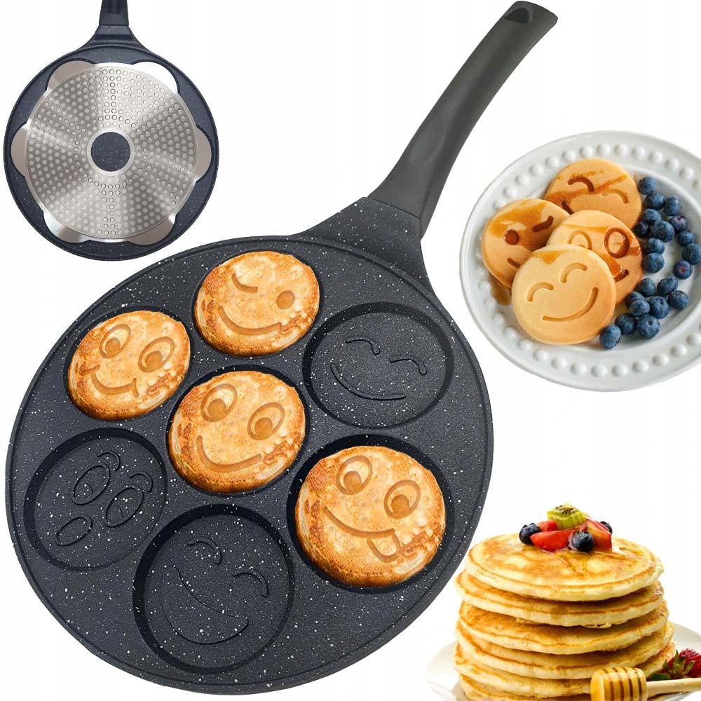 Non-Stick Frying Pan - 7 Shapes, for Eggs and Pancakes, Non-Stick, Induction, 26 cm, Black